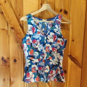 J. Crew Linen Hawaiian Sleeveless Blouse